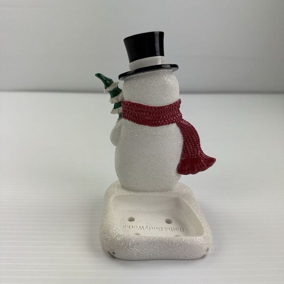 Bath & Body Works Snowman Soap Dispenser Holder Christmas Top Hat Tree Glitter - Picture 5 of 13